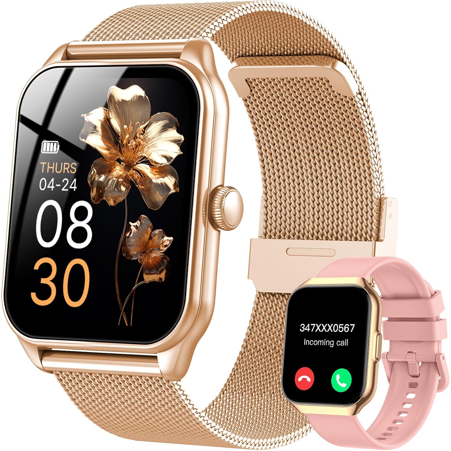 Smart Watches For Women, 1.91" Hd Fitness Tracker (Answer/Make Calls), Ip68 Waterproof, 120+ Sport Modes With Heart Rate And Sleep Monitor, Fitness Watch For Iphone/Android