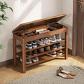 Shoe Rack Bench Seat Rubberwood 3-Tier Wooden Storage Bench 550Lbs Compact Mid-Century Modern Design For Entryway, Hallway, Closet, Front Door Entrance, Foyer