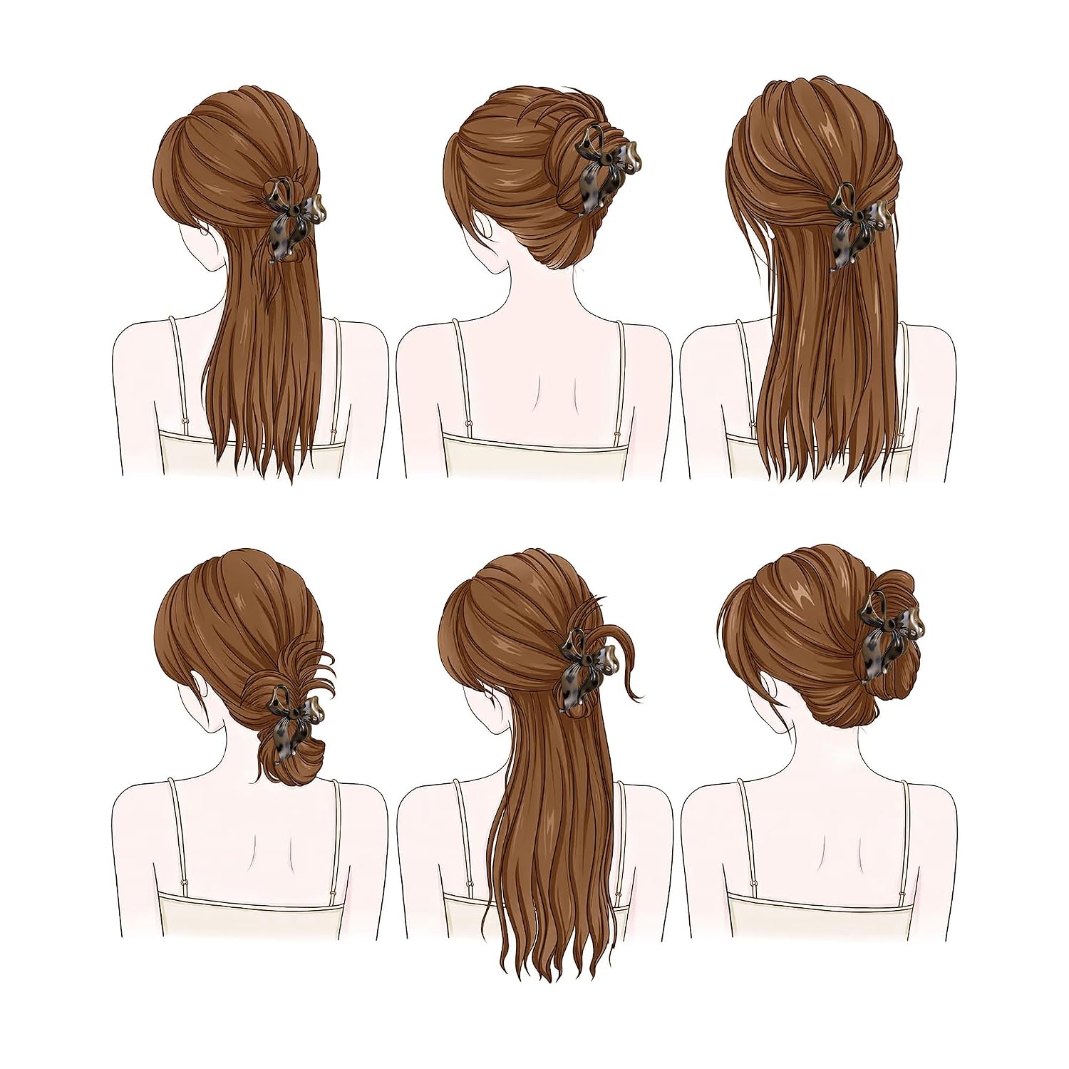 Mesovor 4 Pack Cute Bow Claw Clip For Women, Nonslip Large Matte Strong Hold Bows Hair Clips For Thin And Thick Hair | Chic Hair Styling Accessories (4.1" Black, Leopard)