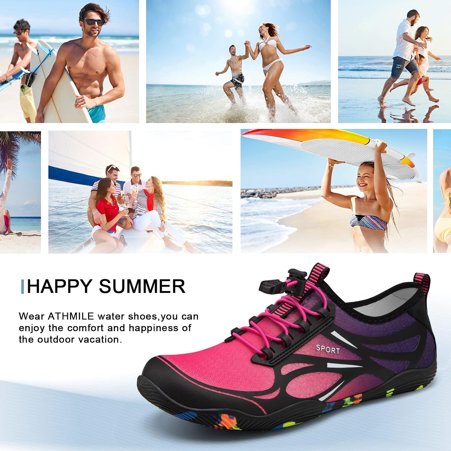 Athmile Water Shoes For Men Women River Shoes Adult Swim Beach Lake Pool Aqua Socks Barefoot Quick Dry For Hiking Surfing Kayaking Cruise Ship Essentials