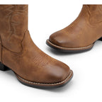DREAM PAIRS Women's Cowboy Cowgirl Boots Embroidered Square Toe Mid Calf Western Boots Fashion Dress Chunky Low Heel Shoes for Theme Party Country Concert