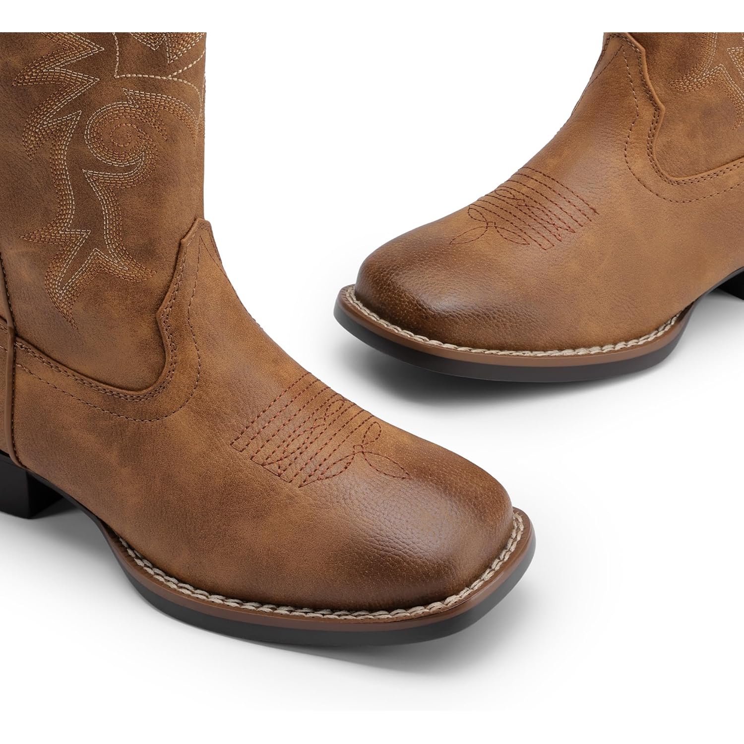 DREAM PAIRS Women's Cowboy Cowgirl Boots Embroidered Square Toe Mid Calf Western Boots Fashion Dress Chunky Low Heel Shoes for Theme Party Country Concert