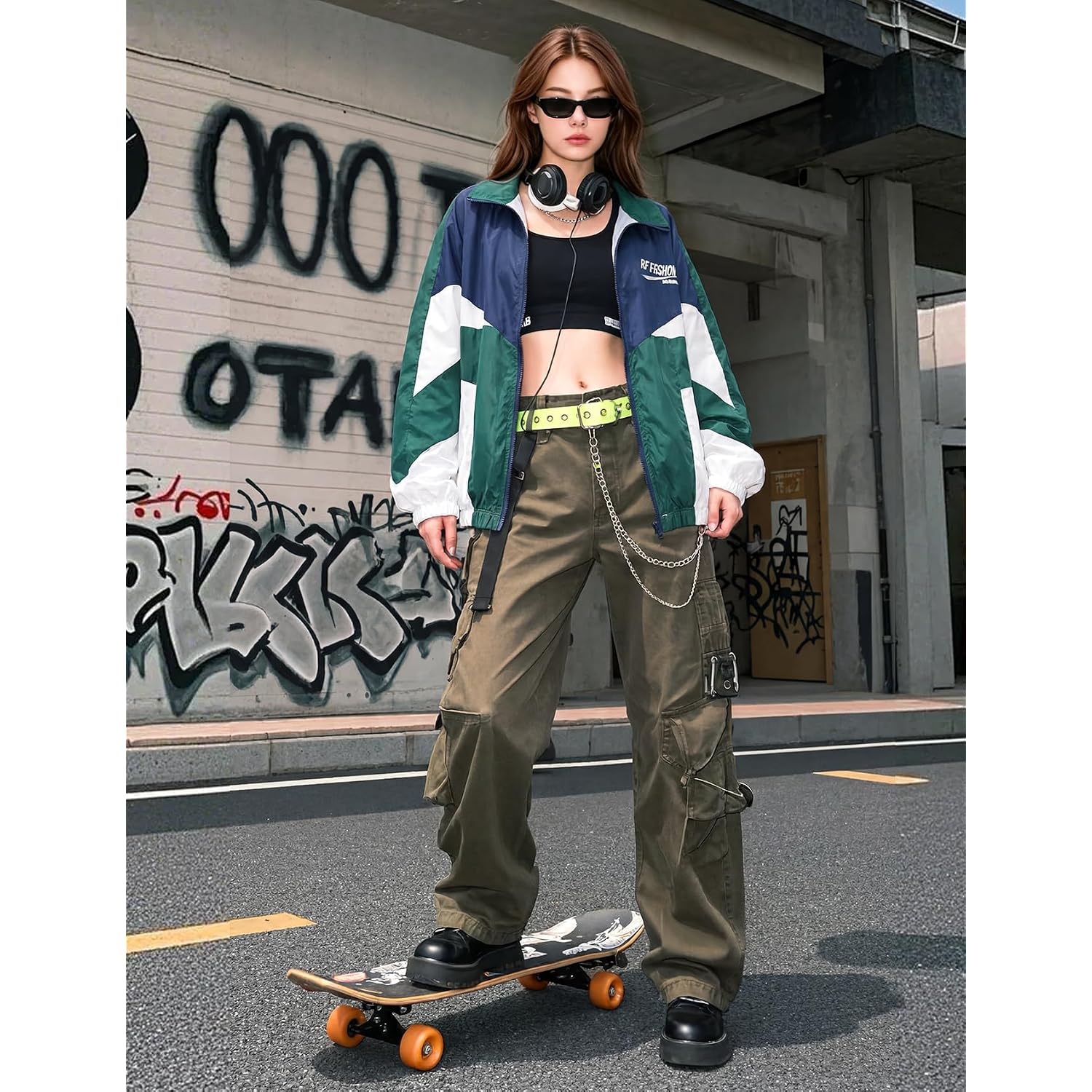 Wyeysyt Women Windbreaker Jacket Y2K Varsity Oversized Jacket | 80S 90Sjacket, Vintage Sport Jacket, Zip Up Casual Jacket, Retro