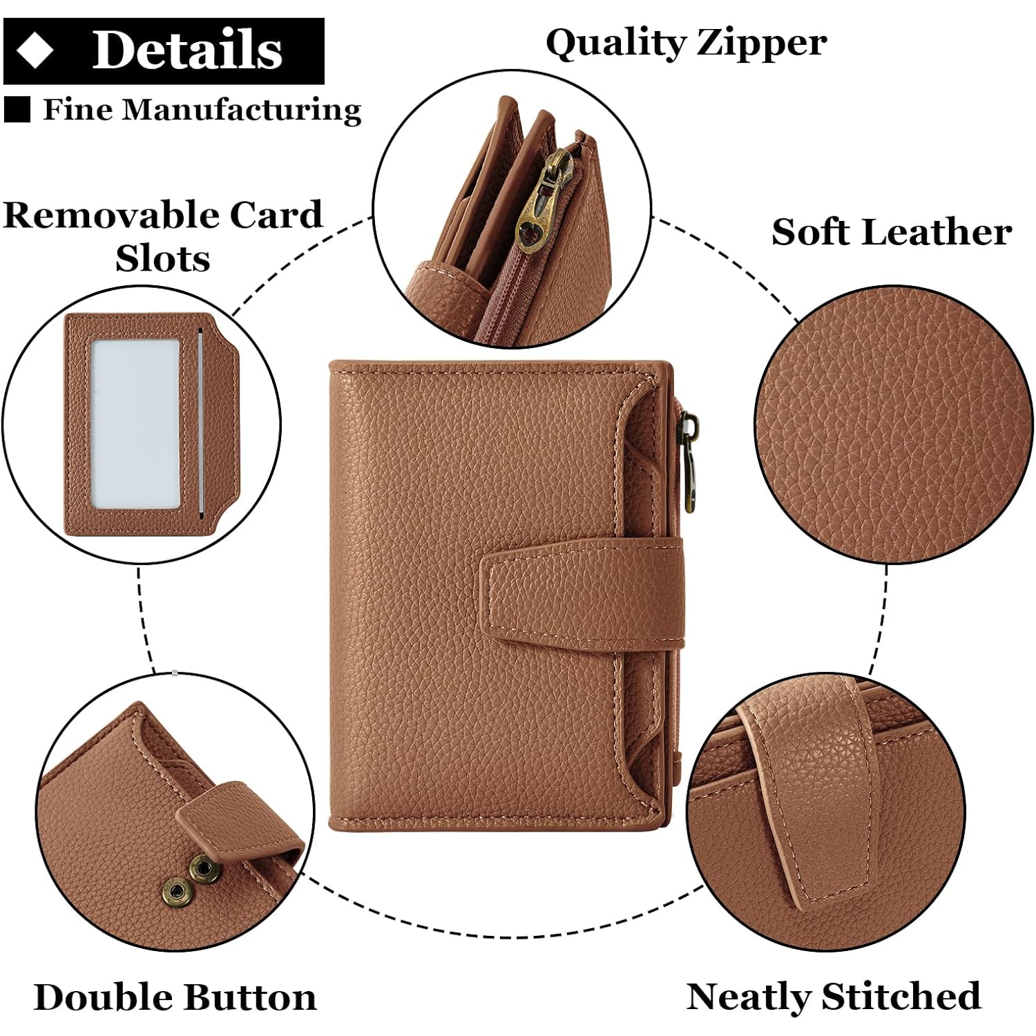 Airkit Small Wallet Women RFID Blocking Soft Leather Bifold Compact Card Holder Wallet for Women with Zipper Coin Pocket 4 ID Window