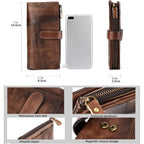 Genuine Leather Rfid Long Wallet For Women, Checkbook Card Holder | 18 Card Slots, Id Windows, Bill Pockets And Rfid Blocking Organize Cash, Cards, Receipts And Travel Documents