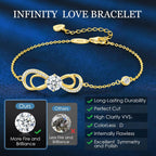 Seelove Moissanite Infinity Heart Bracelets for Women,Mothers Day Gift,925 Sterling Silver,18K Gold Plated,Adjustable Anniversary Birthday Fine Jewelry Gifts for Wife
