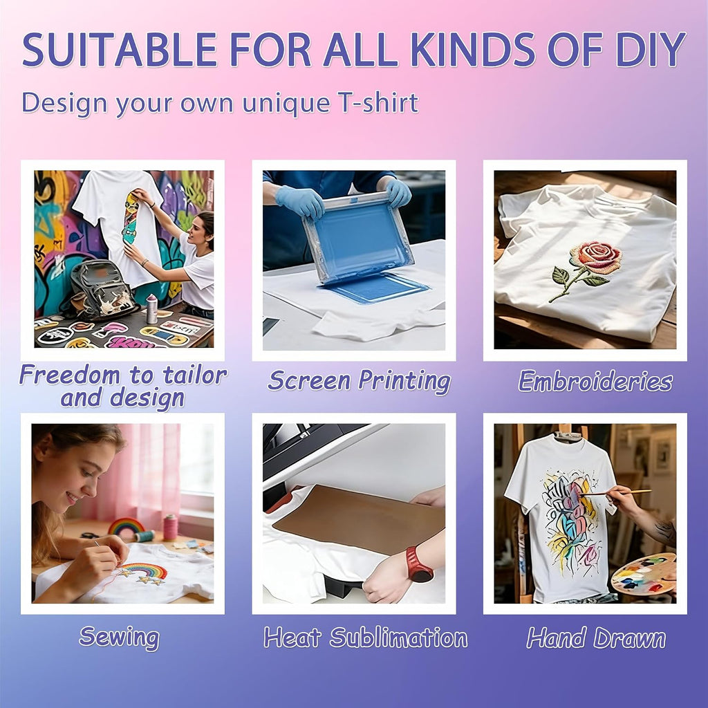 6 Pcs Sublimation Blanks T Shirts Bulk Unisex White Polyester | Multiple Sizes Wholesale Customized Shirts For Heat Transfer Printing Crew Neck