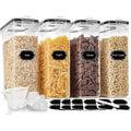 Cereal Containers Storage Set (4L / 135.2Oz), 4Pcs Airtight Food Storage Containers With Lids, Cereal Dispensers For Kitchen Pantry Organization And Storage With Pour Spout, 20 Labels, Marker