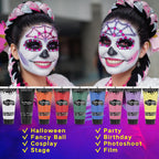 9 Colors Face Body Paint Set,1.01X9Oz/Box,Water Based Washable Face Paint For Adult Kid,Elphaba Green Face Paint,Safe Body Paint For Skin,Red White Blue Face Painting Kit For Halloween Makeup