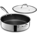 HexClad Hybrid Nonstick 5.5-Quart Deep Sauté Pan with Tempered Glass Lid, Stay-Cool Handle, Dishwasher-Friendly, Oven-Safe Up to 900°F, Induction Ready, Compatible with All Cooktops