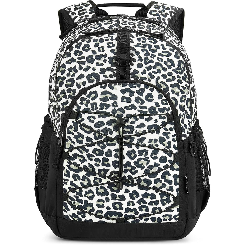 Snow Leopard Backpack For Teen Girls, Travel School Backpack For Girls Middle School Large Bookbag 18 Inch, Black