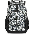 Snow Leopard Backpack For Teen Girls, Travel School Backpack For Girls Middle School Large Bookbag 18 Inch, Black