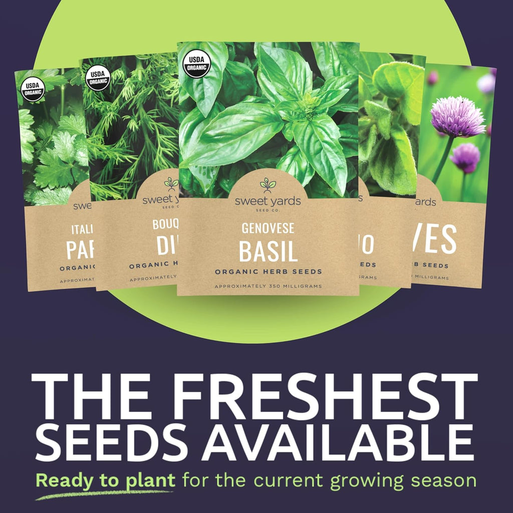 Organic Herb Seeds Variety Pack - 10 Individual Packs - 2026 Season - Basil, Cilantro, Dill, Thyme, Parsley And More! For Indoor & Outdoor Planting (Non-Gmo, Certified Organic)