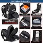 Extra Large Backpack For Men 55L,18.4Inch Travel Laptop Backpack With Usb Charging Port Business Flight Approved Carry On Backpack,Tsa Big Capacity Heavy Duty Computer Bag College Bookbag,Black