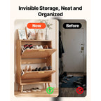 Vevor Shoe Cabinet With 2 Flip Drawers, Shoe Storage Cabinet For Entryway, Free Standing Shoe Storage Organizer With Rattan Doors For Heels, Boots, Slippers In Hallway, Living Room