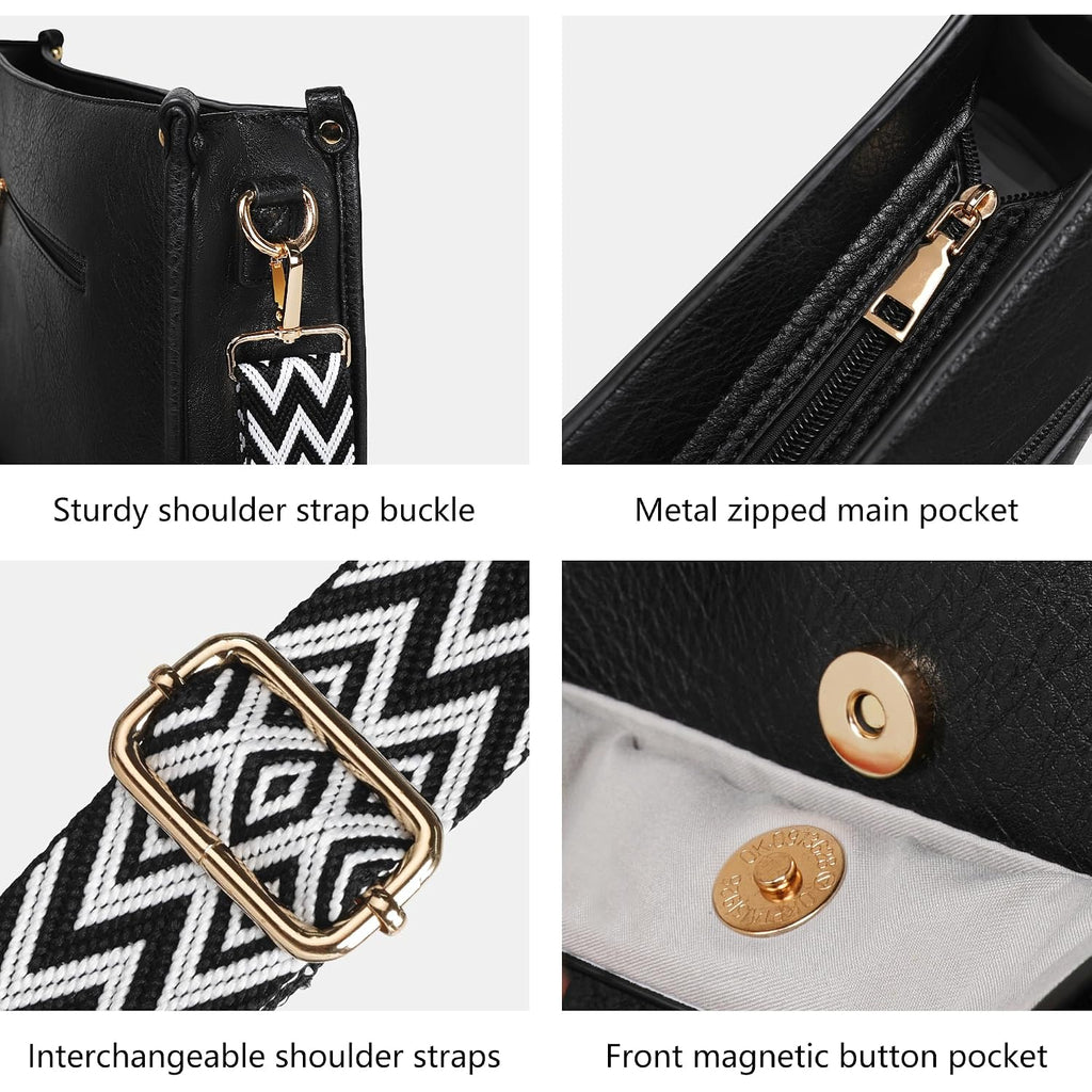 Tantomi Crossbody Bags For Women Crossbody Purses Vegan Leather Hobo Bag Shoulder Handbags With Guitar Strap-7 Pockets