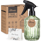 Glass Plant Mister Bottle - 13.5 Oz Refillable Leak Proof Water Spray Bottle For Indoor Plants, Spring Gardening,Cleaning, Hair, Pets Care With Adjustable Mist Nozzle (Green)