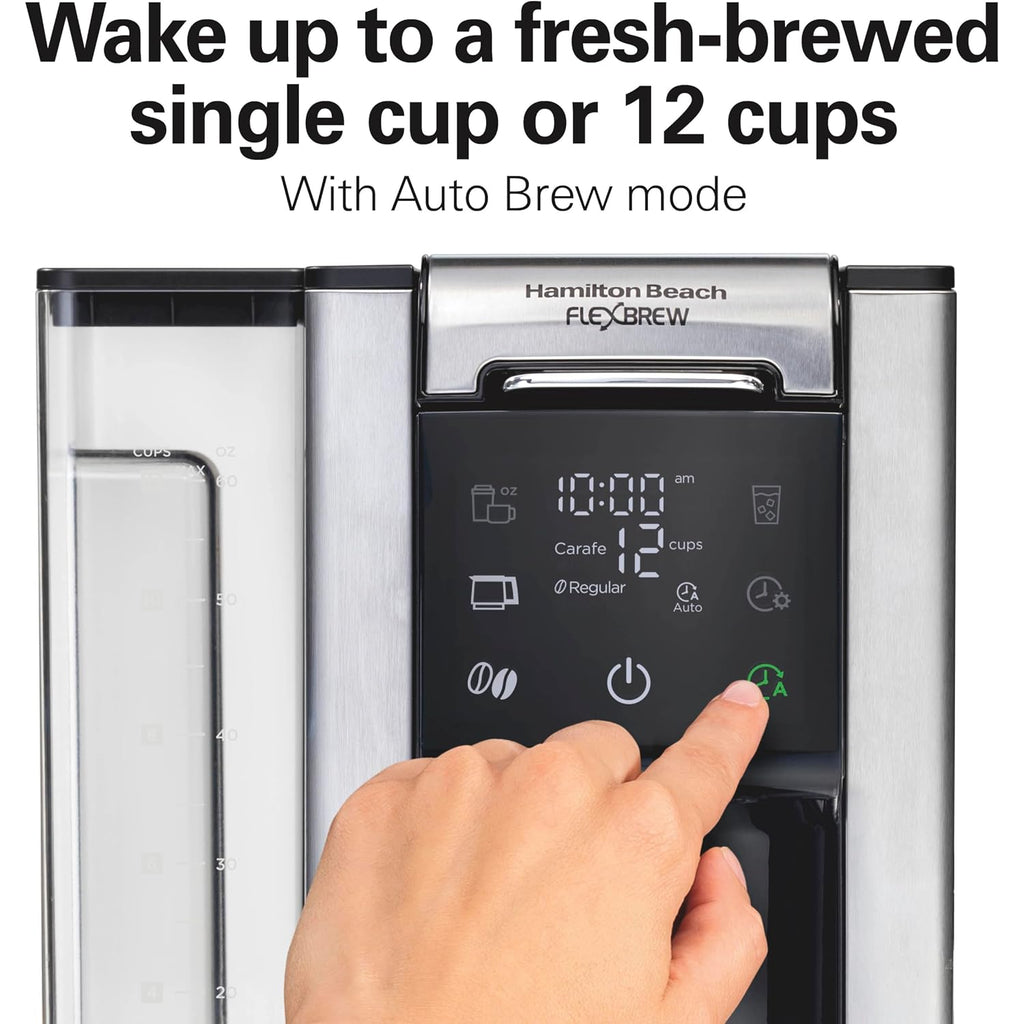 Hamilton Beach Flexbrew Advanced 5-In-1 Drip & Single Serve Coffee Maker | Single Serve Hot & Iced Coffee Maker | 12 Cup Programmable Drip Coffee Maker | Removable 60 Oz. Reservoir | Black