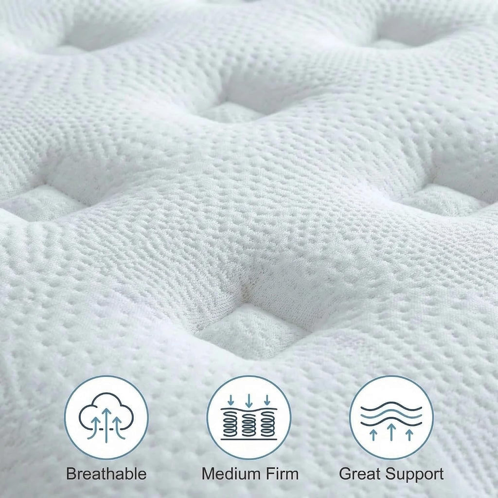 Full Size Mattress, 12 Inch Full Hybrid Mattresses With Memory Foam And Individual Pocket Spring For Motion Isolation, Pressure Relief, Medium Firm Mattress In A Box, 54 * 75 * 12