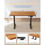 Yihayo Electric Standing Desk, 48 X 24 Inches Stand Up Desk With Splice Board, Adjustable Height Desk, Computer Desk For Home Office, Black Frame/Rustic Brown Top