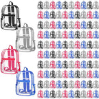 Silkfly 100 Pack Clear Backpacks Bulk Pvc Transparent Bookbags Heavy Duty See Through Bags With Pockets For Stadium Work Travel (15 X 11 X 5.2 Inches,Black,Gray,Blue,Pink)