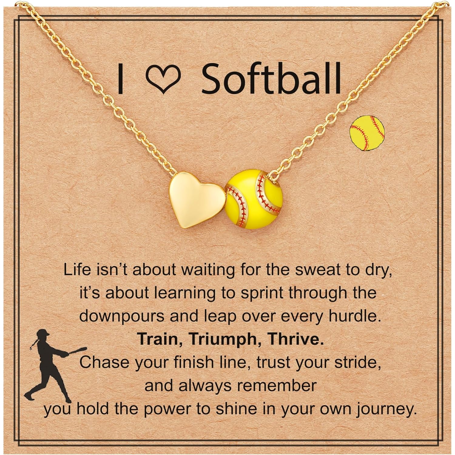 Softball/Soccer/Volleyball/Basketball Necklace for Girls Women, Sports Accessories Jewelry Gift for Lovers 16+3 Inches