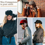 Newsboy Hats for Women Winter Beret Hat Classic Newsboy Caps Retro Fashion French Hats for Women A Black