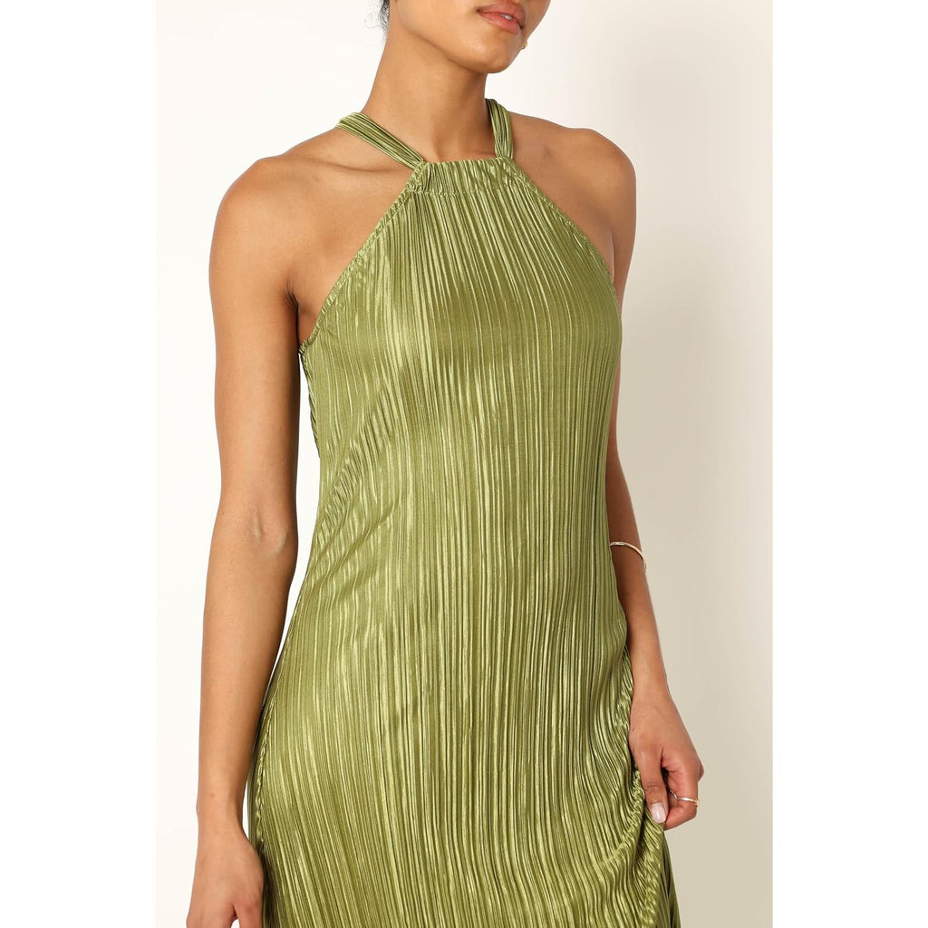 Petal & Pup Women'S Melody Plisse Halter Maxi Dress