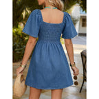 Bisual Womens Denim Dress Bow Tie V Neck Flutter Sleeve Summer Casual Jean Dresses 2026 Western Outfits