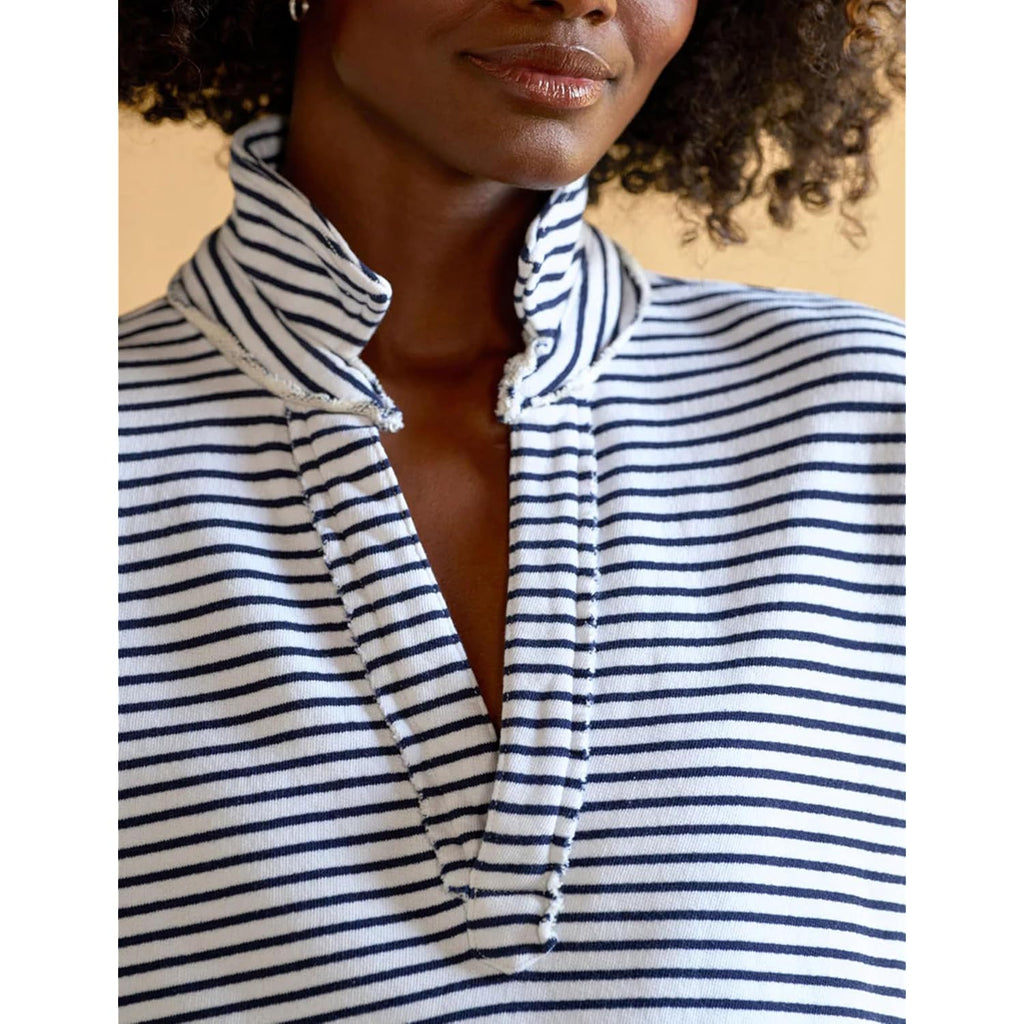 Women's Casual V Neck Pullover Sweatshirt Long Sleeve Solid Color/Stripe Polo Collared Shirts Tops