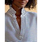 Women's Casual V Neck Pullover Sweatshirt Long Sleeve Solid Color/Stripe Polo Collared Shirts Tops
