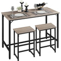 Yaheetech 3 Piece Dining Table Set, 47.5" Industrial Pub Table Set, Counter Height Kitchen Table With Bar Stools Set Of 2, For Small Space, Apartment