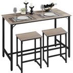 Yaheetech 3 Piece Dining Table Set, 47.5" Industrial Pub Table Set, Counter Height Kitchen Table With Bar Stools Set Of 2, For Small Space, Apartment