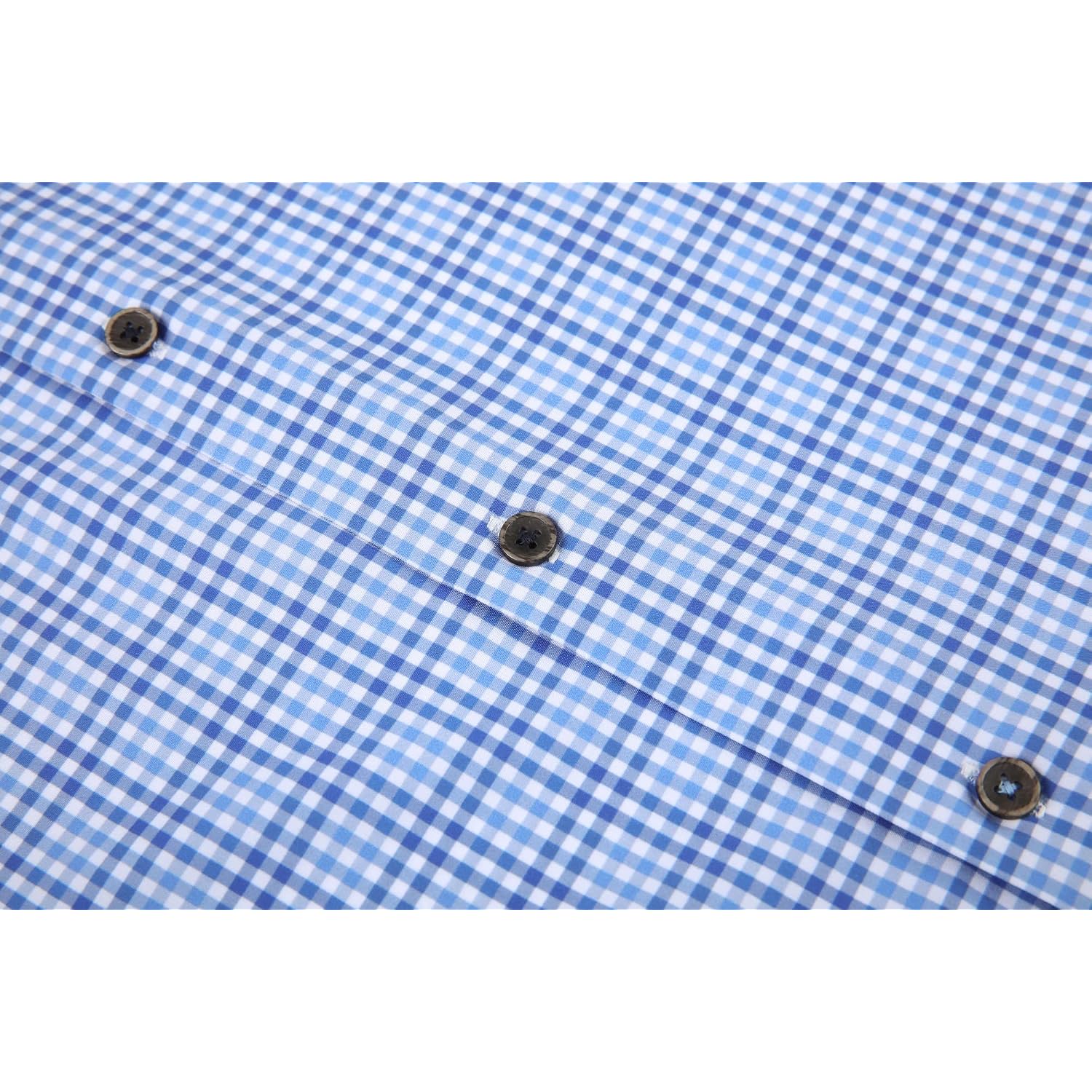 Alex Vando Mens Button Down Shirts Wrinkle Free 4-Way Stretch Print Business Casual Shirt
