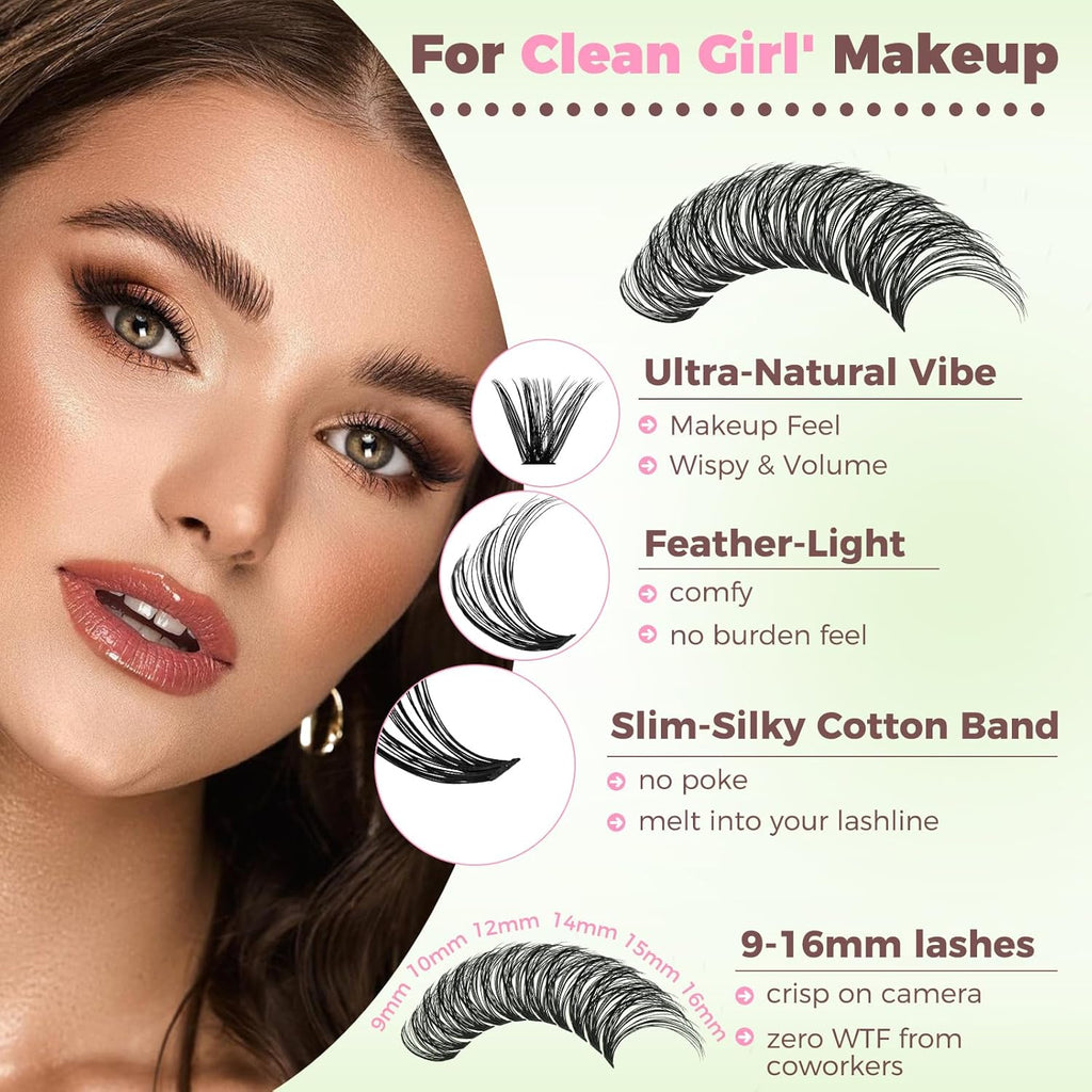 Lash Clusters Kit for Beginners Eyelash Clusters Kit Lashes Clusters Kit Cluster Lashes Pestañas Postizas Naturales with Lash Bond&Seal,Lash Tweezers,Brush RITALASH(640pcs 20D+40D+60D+80D Kit,9-16mm)