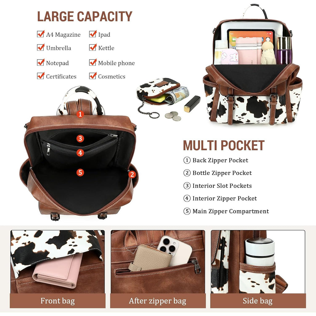 AGLOD Backpack Purse for Women PU Leather Back Packs Designer Ladies Shoulder Bag Fashion Faux Work Travel Handbags