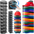 Double Capacity Hat Organizer For Baseball Caps 2 Packs - 40 Cap Storage With Spring Clips, Wall Mount Closet & Door Hat Rack Holder Hanging(Strong Adhesive & Screws) Matte Black