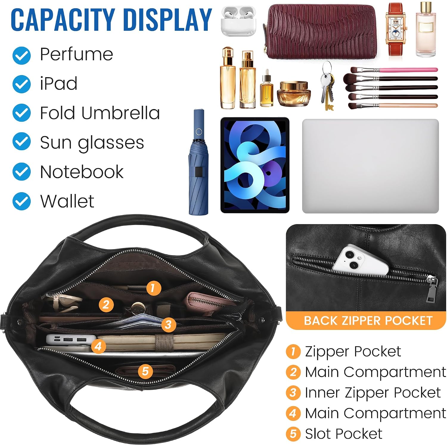 Medium Vegan Leather Purses For Women With Detachable Satchel Strap, Ladies Handbags, Tote Hobo Bags With Two-Handle