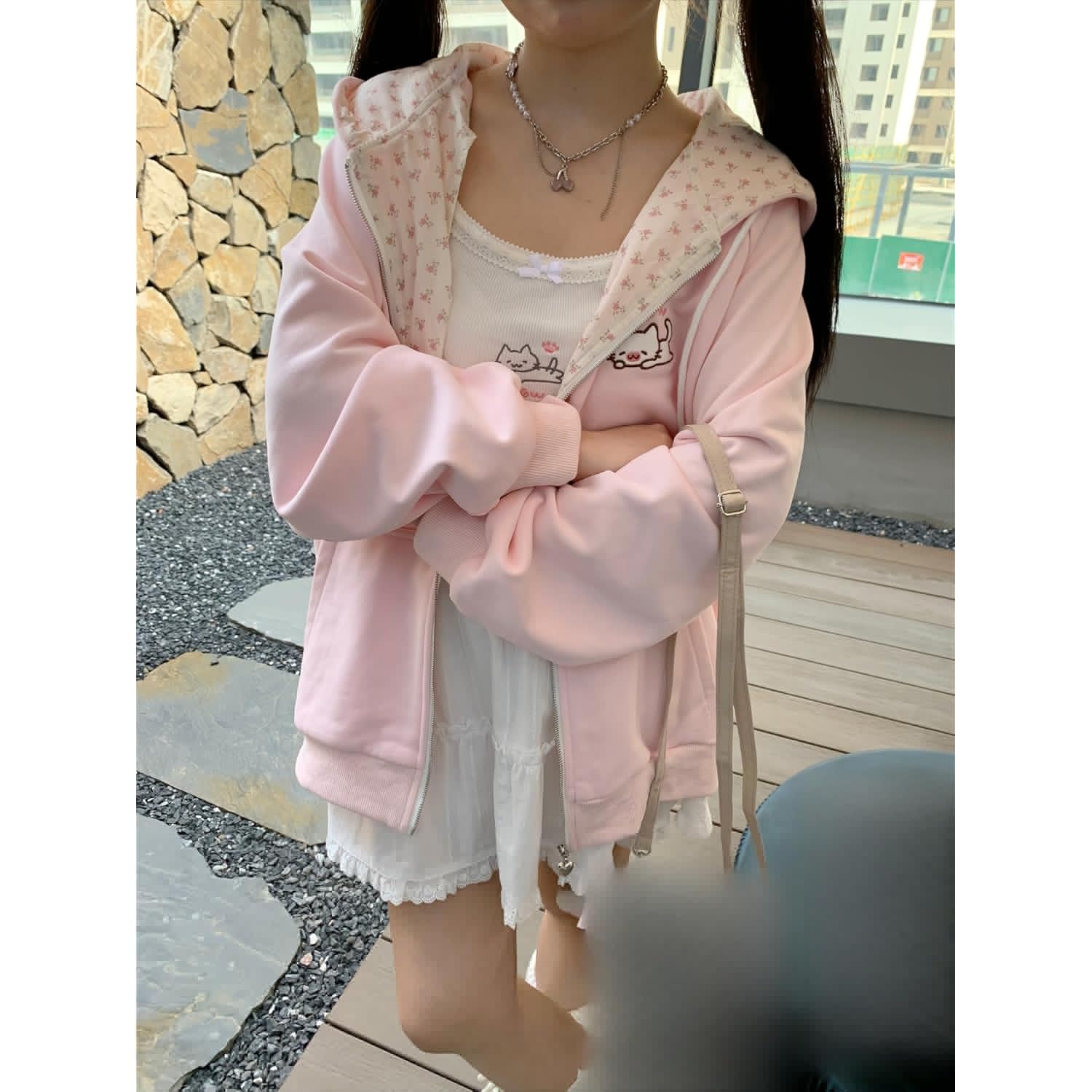 Y2K Zip Up Hoodie Jojifuku Cutecore Kawaii Hoodie Clothes Women Long Sleeves Tops Graphic Cutecore Shoujo Clothes
