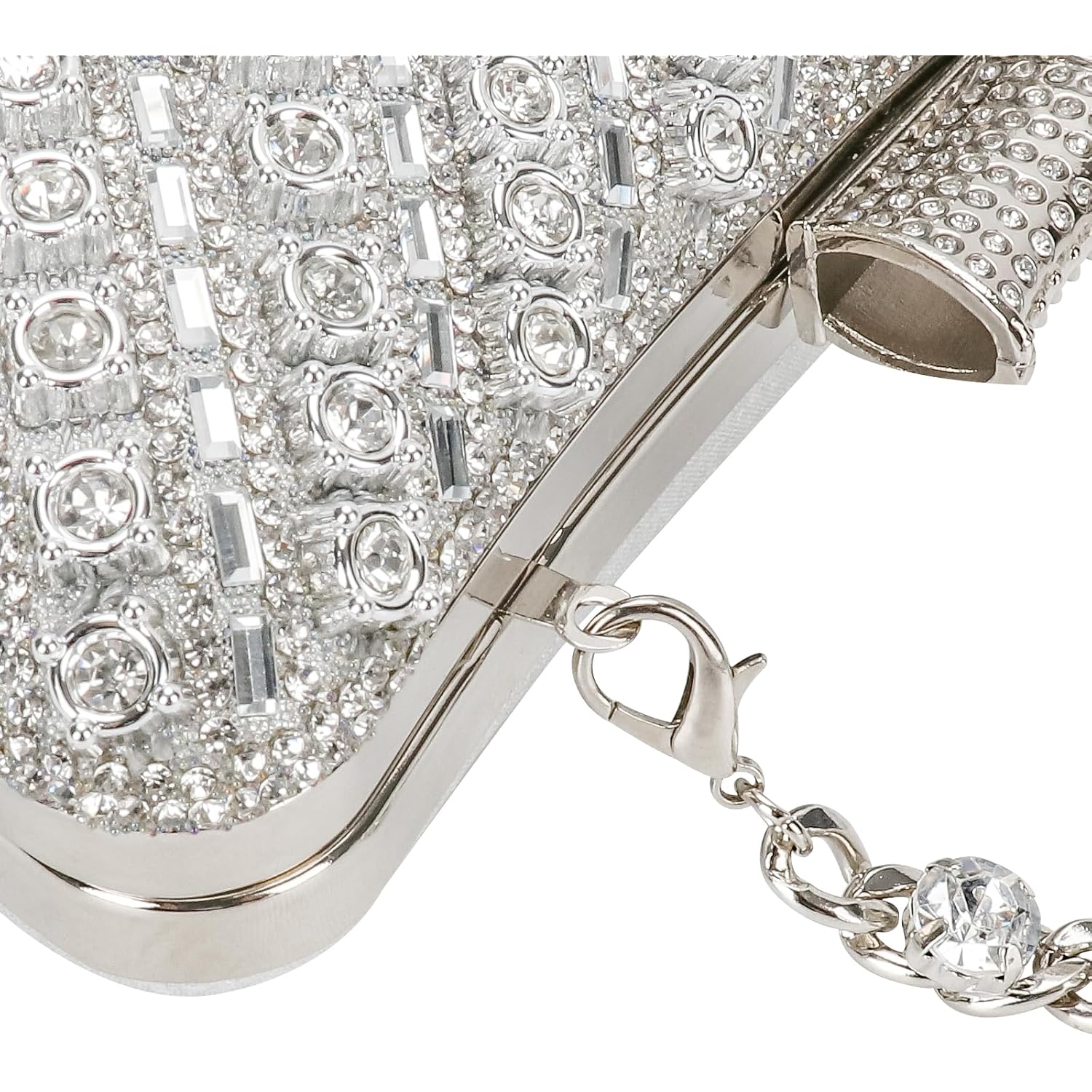 Women Sparkly Rhinestone Clutch With Chains, Glitter Evening Handbag Purse Shoulder Bag For Wedding Party Prom