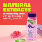 Nair Body Cream Hair Remover, Soothing Aloe and Water Lily, Dermatologist Tested Body Hair Removal Cream, with Evolved Ingredients, 12 Oz - Amazon Exclusive Size