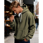 Pidogym Men'S Quarter Zip Hoodie Waffle Knit Pullover Long Sleeve Casual Loose Fit Sweatshirt Hooded Tops With Pockets