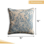 Maison D' Hermine Throw Pillow Covers 100% Cotton (18" X 18" - Pack Of 1) | Square Toile Decorative Pillow Covers With Invisible Zipper For Living Room Couch Sofas - The Miller - Blue