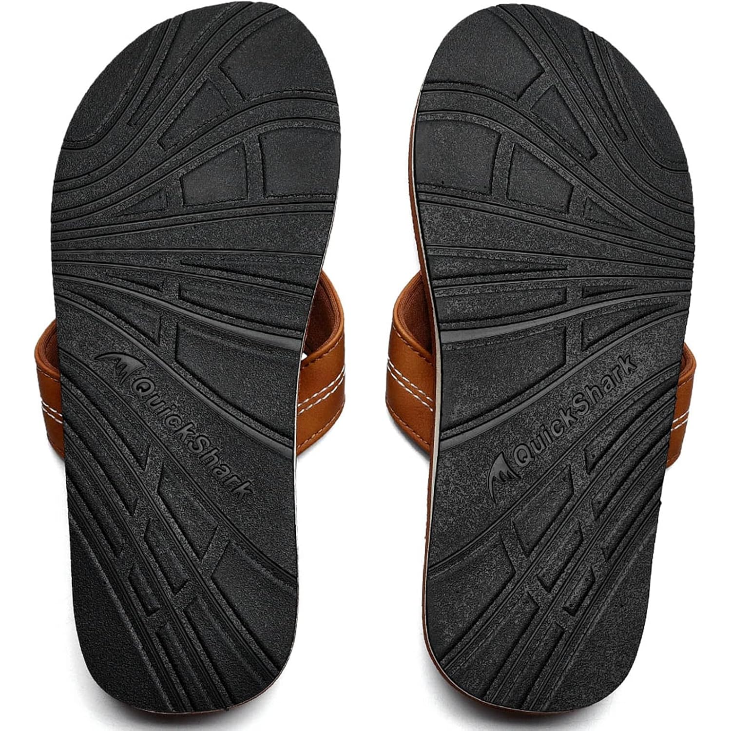 Quickshark Mens Flip Flops Leather Thong Sandals Arch Support Beach Slippers