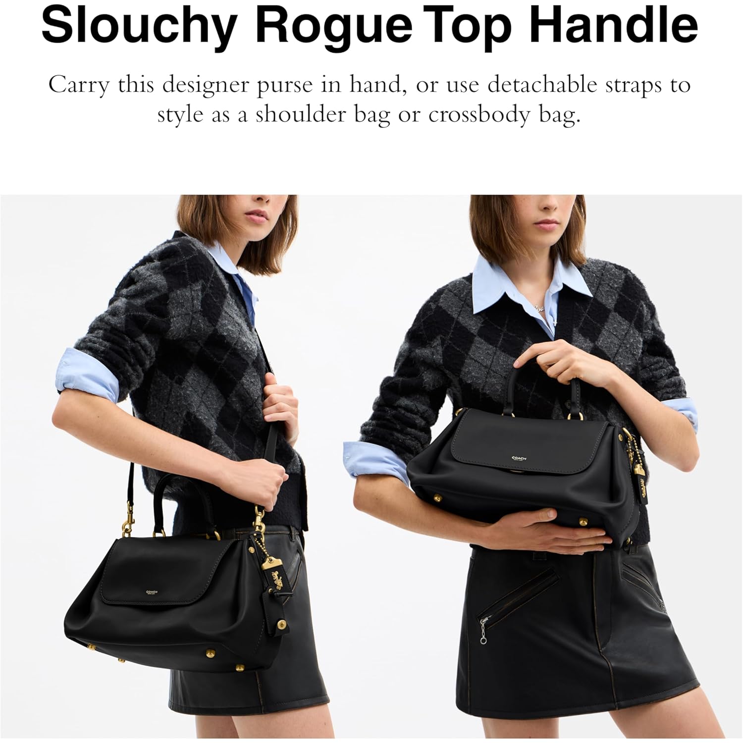 COACH womens Slouchy Rogue Top Handle Bag
