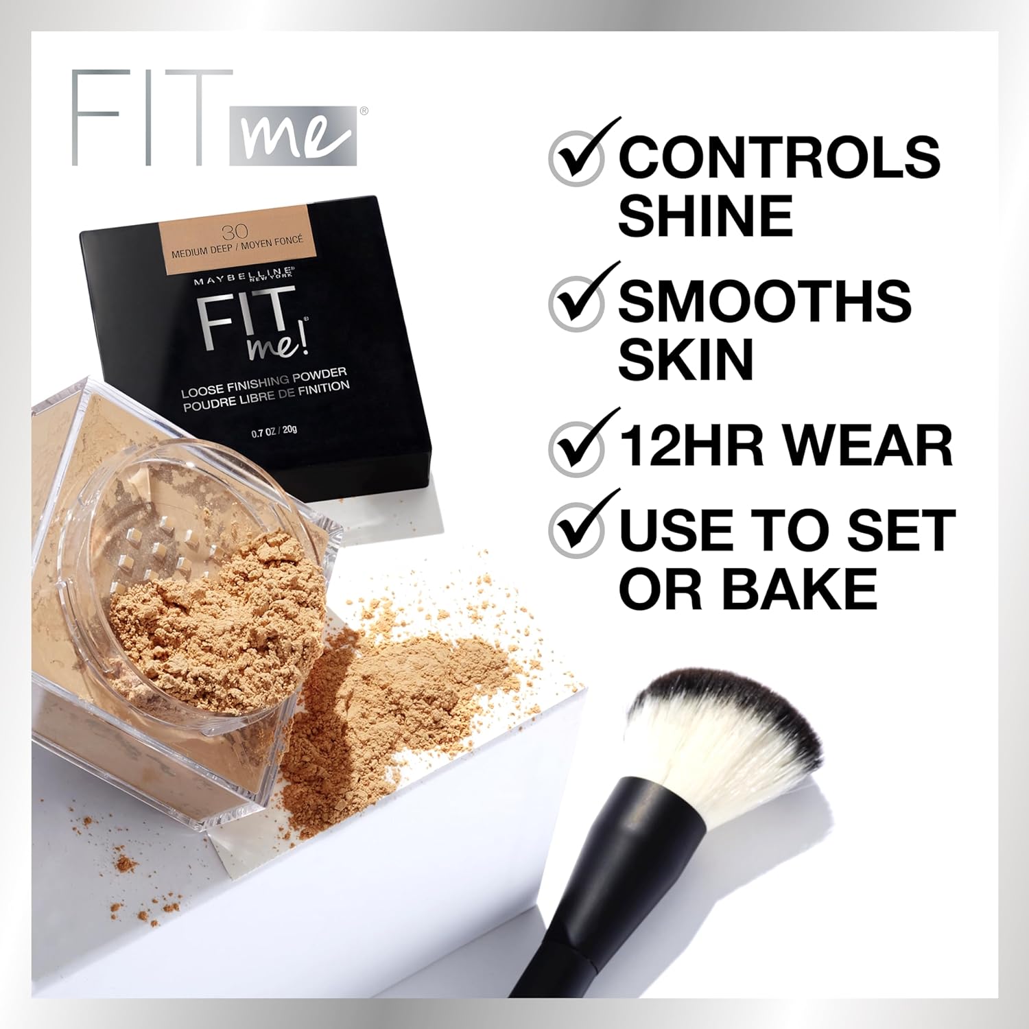 Maybelline Fit Me Loose Setting Powder, Face Powder and Finishing Makeup, Fair Light, 1 Count