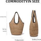 Jollque Straw Bag For Women, Raffia Tote Large Summer Beach Purse Woven Shoulder Bags Boho Vacation Handbag With Zipper