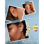 LOLIAS Hypoallergenic Cartilage Earrings for Women Flat Back-925 Sterling Silver Post Stud Flatback Earrings for Sensitive Ears-20G Ear Crawler Climber Cartilage Earring Tragus Conch Helix Piercing Jewelry