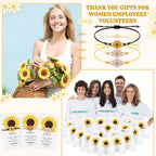 Huquary 36 Set Mother's Day Inspirational Gifts Bulk Sunflower Bracelets for Women with Thank You Cards for Mom Employee Friend Daisy Sunshine Party Favors