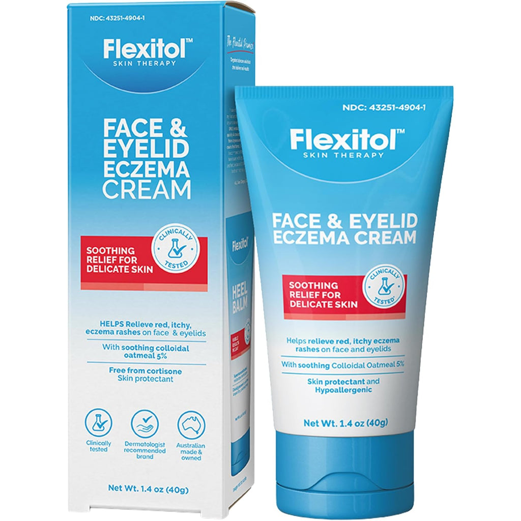 Flexitol Face And Eyelid Eczema Cream For Sensitive Skin, 5% Colloidal Oatmeal, Soothing Eye Treatment For Eczema And Dermatitis, Hydrating Non-Greasy Ointment For Dry, Itchy Skin, 1.4 Oz